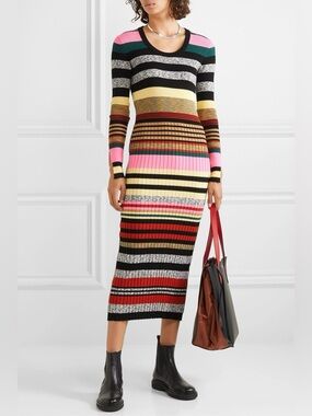 Kenzo Striped Ribbed Knit Dress